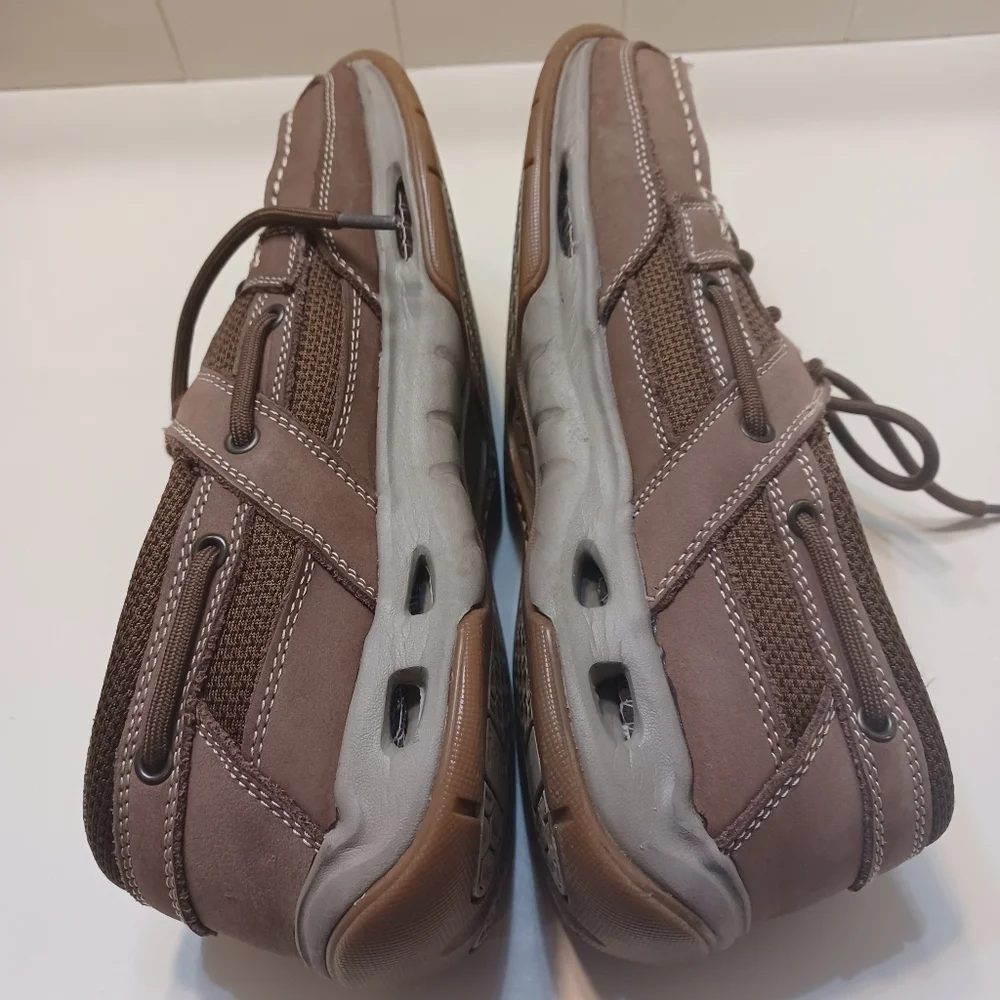 Rugged Shark Leather Mens Lace Up Brown Chunky Boat Athleisure Shoes 9M